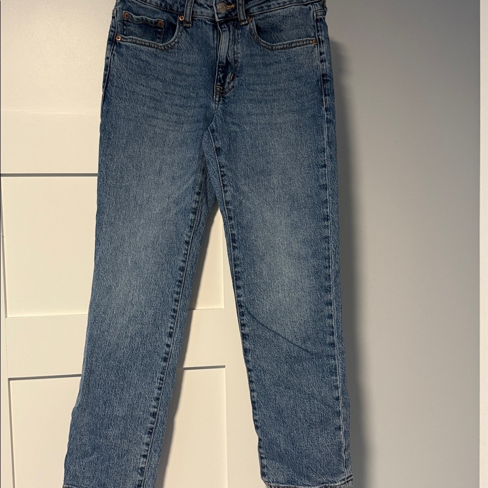 Aeropostale Mid Rise Ankle Straight Blue Jeans